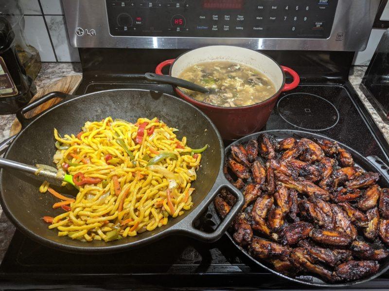 Chicken wings, Shanghai Noodles, & Mushroom egg drop soup » RecipeCollage.com » September 13, 2025