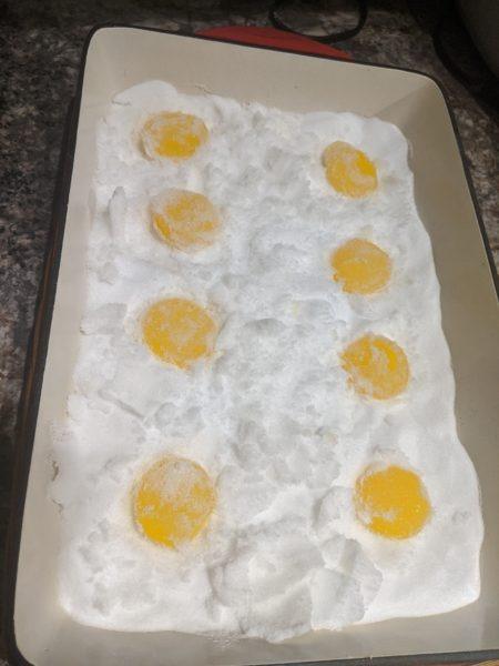 cured egg yolks in mixture